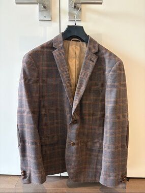 Frank & Oak Laurier Fit Brown Plaid Sport Coat